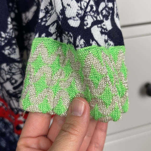 Custo Barcelona Navy and Red Leaf Print Sweater - L - Picture 11 of 12